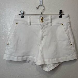 J. Crew High Rise Stacked Button White Denim Shorts Size 27 Vacation Summer
